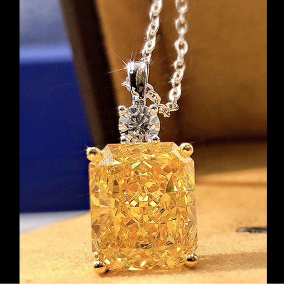 Yellow Cubic Zirconia Necklace - Picture 3 of 6